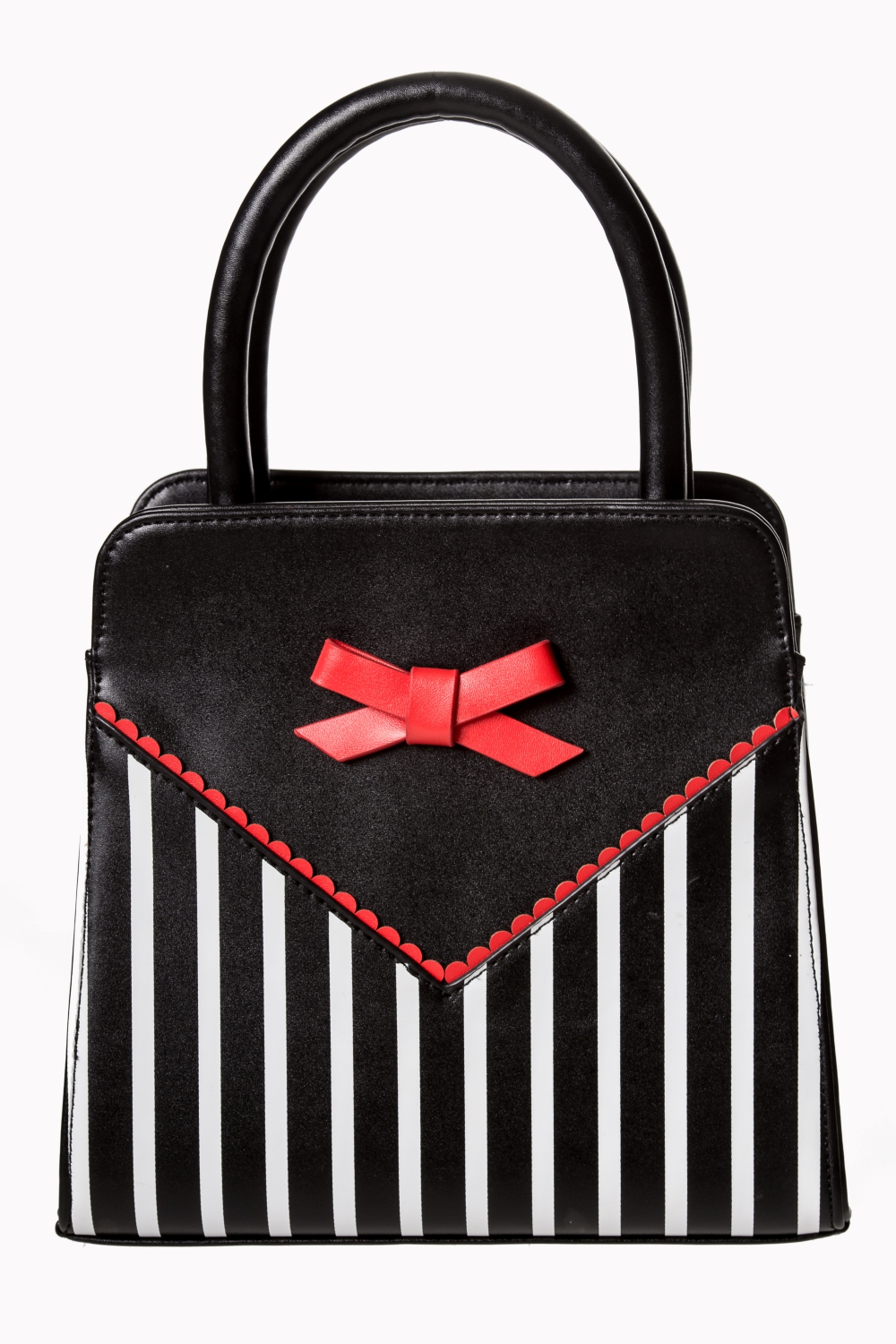 Luxurious 50s Cream Black White Stripes Rockabilly Tote Bag