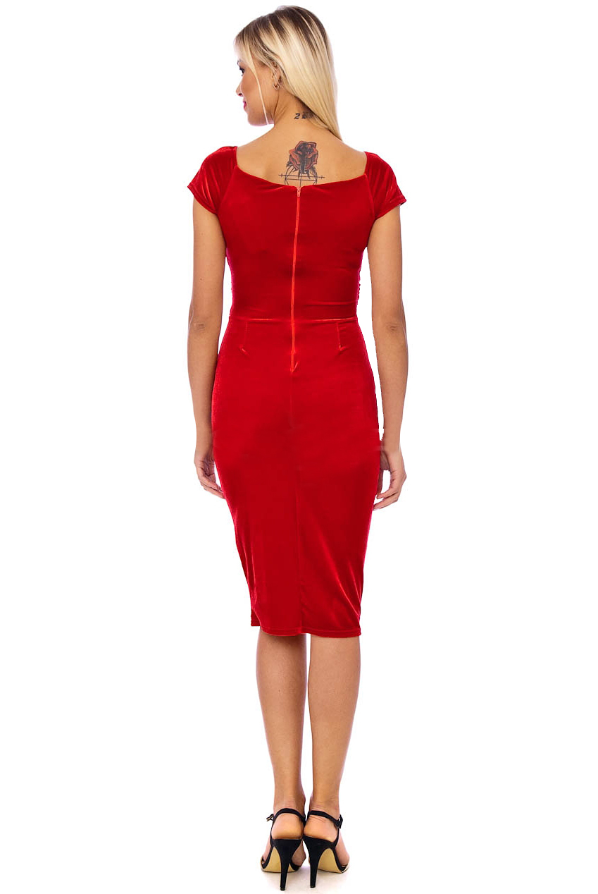 Vintage 50s Red Marilyn Midi Dress | UK's Leading Vintage Store