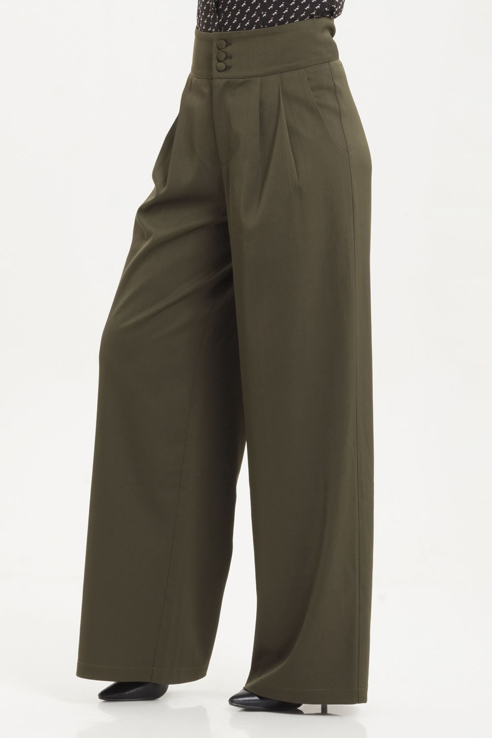 40s Ola Palazzo Trousers In Olive Green