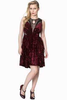 Banned Shadow Angel Velvet Burgundy Dress