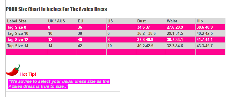 Azalea Size Chart