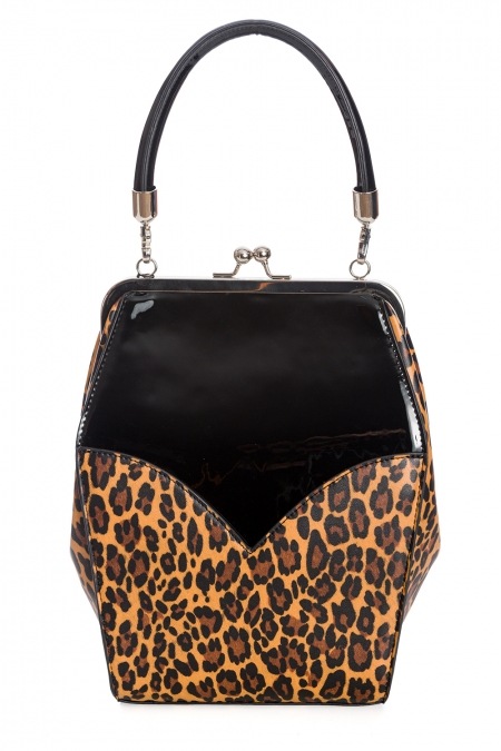 50s Bettylou Handbag In Patent Black And Leopard