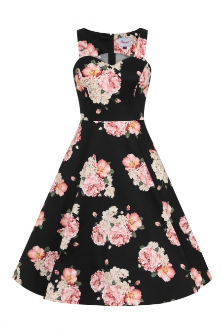 Banned Retro Classic Black 50s English Rose Swing Dress