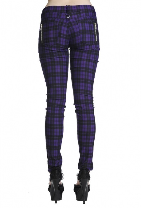 Banned Apparel Forever Yours Unisex Skinny Tartan Jeans In Purple