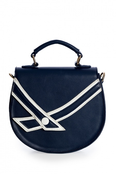 Banned Retro 50s Nautical Kelly Lee Handbag in Navy