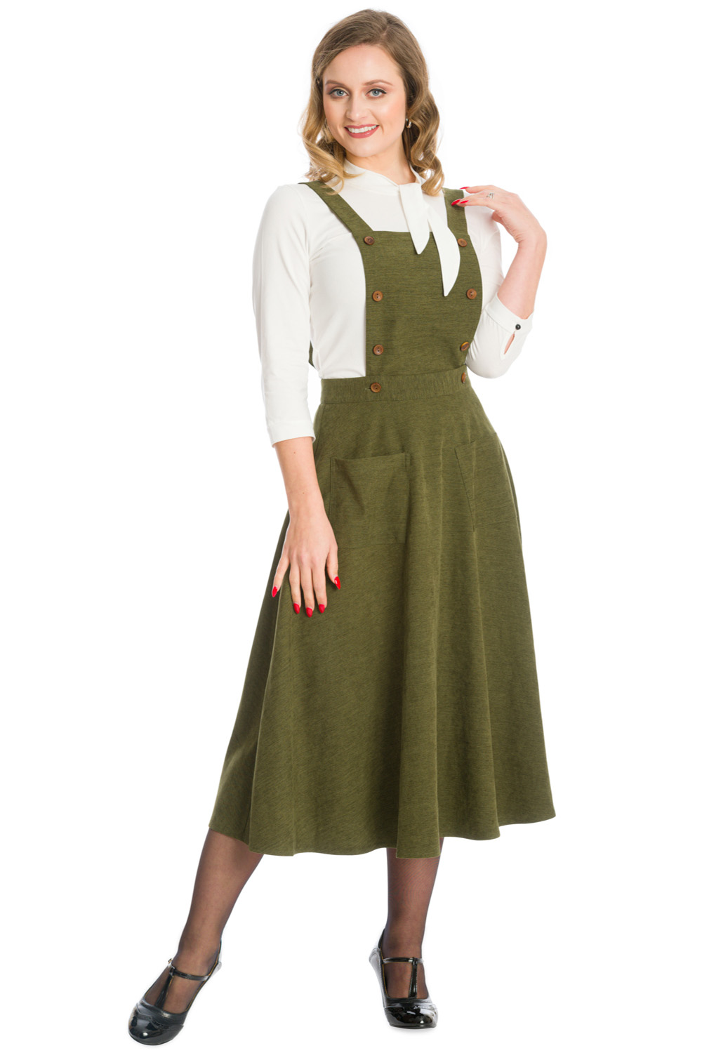 Banned Retro Lifes A Peach Green Pinafore 50s Dress Skirt