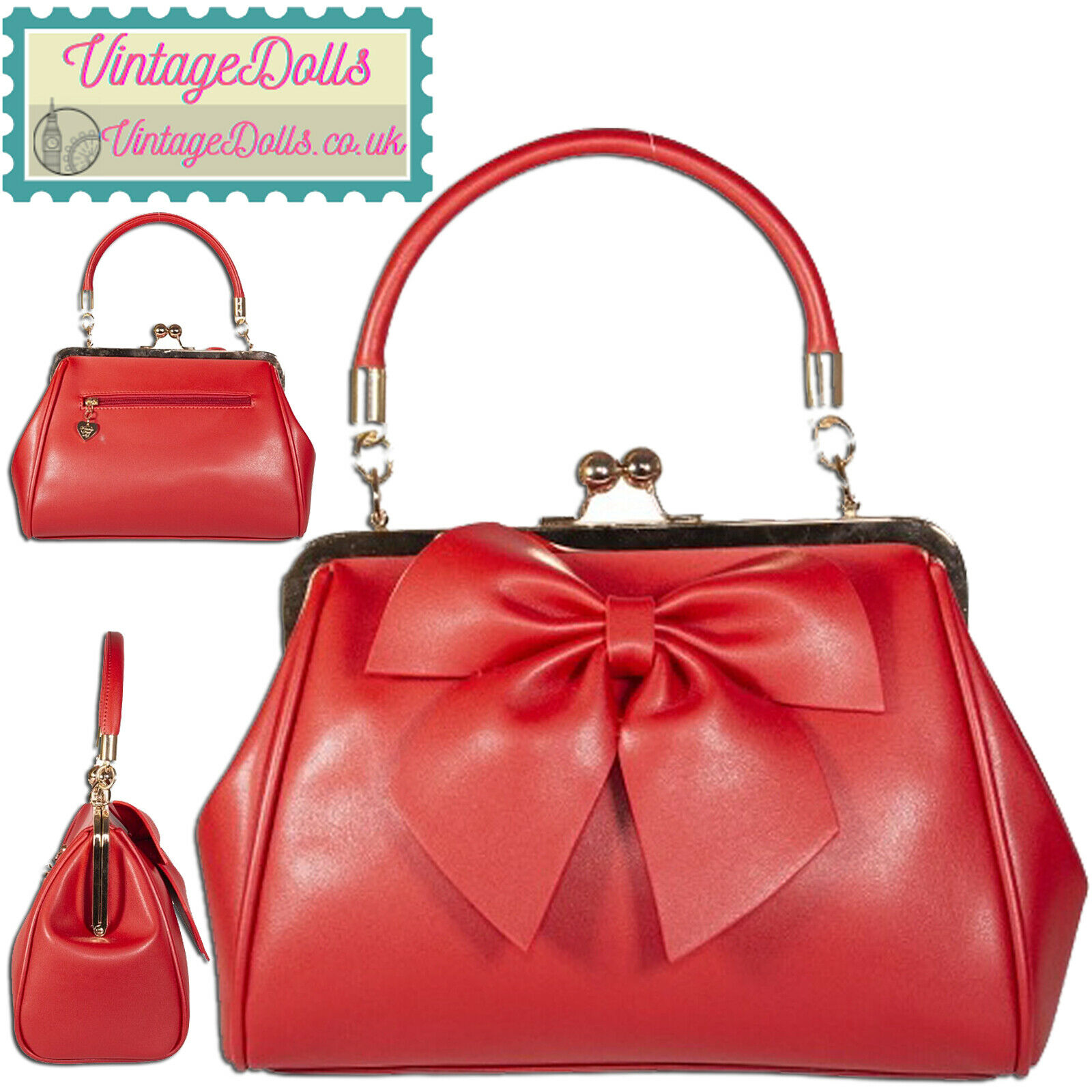 Banned Retro 50s Lockwood Bow Handbag in Red