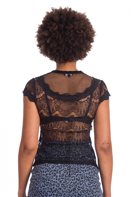 Banned Retro 50s Midnight Lace Top in Black