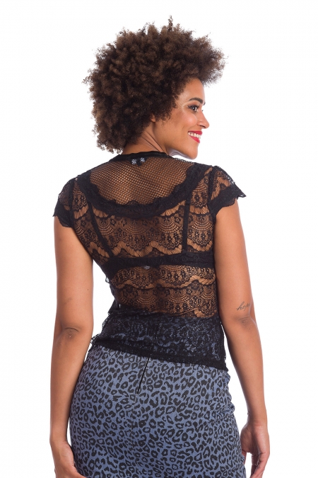 Banned Retro 50s Midnight Lace Top in Black