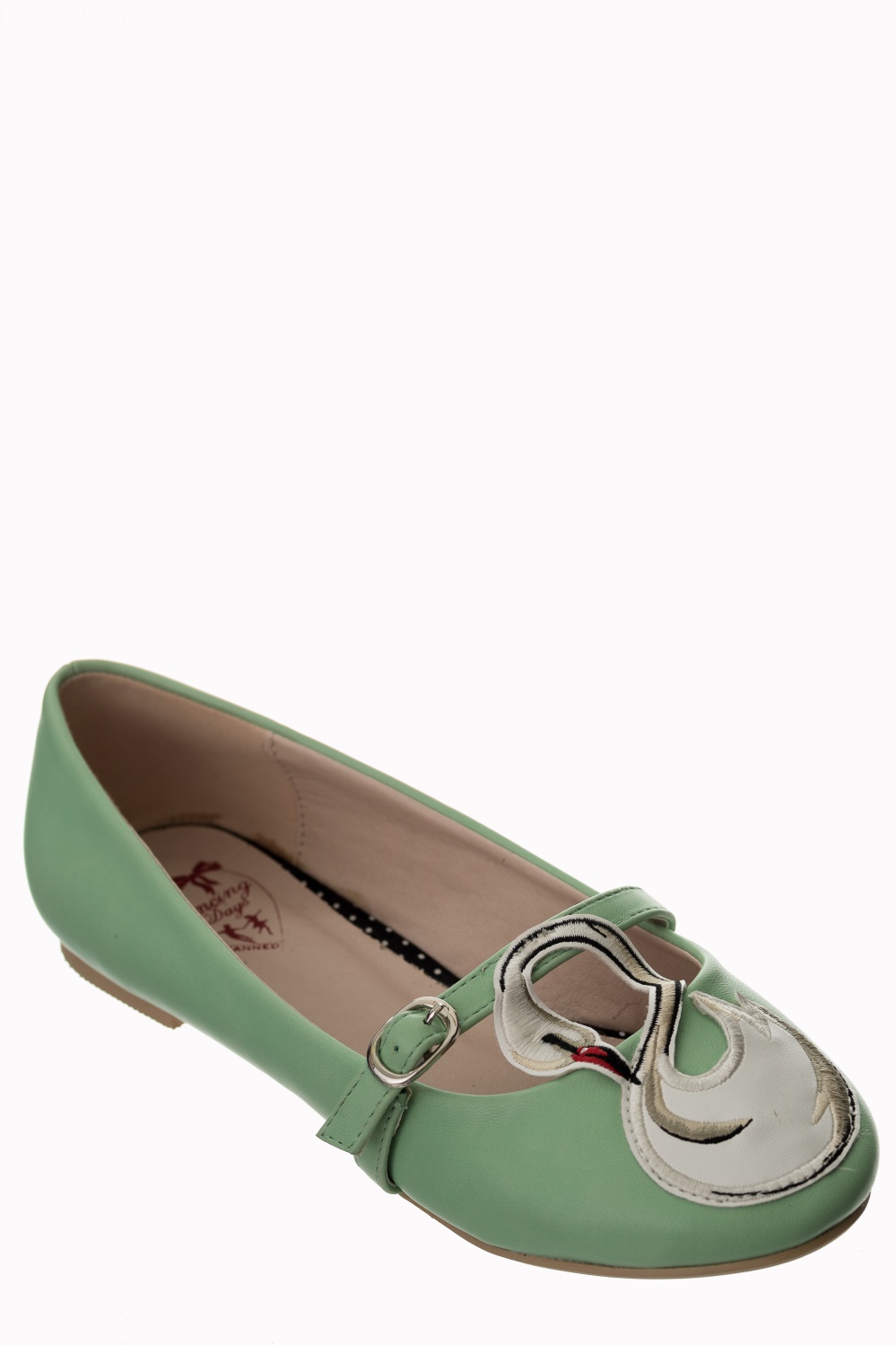 Banned Retro 50s Ballerina Swan Aqua Flats