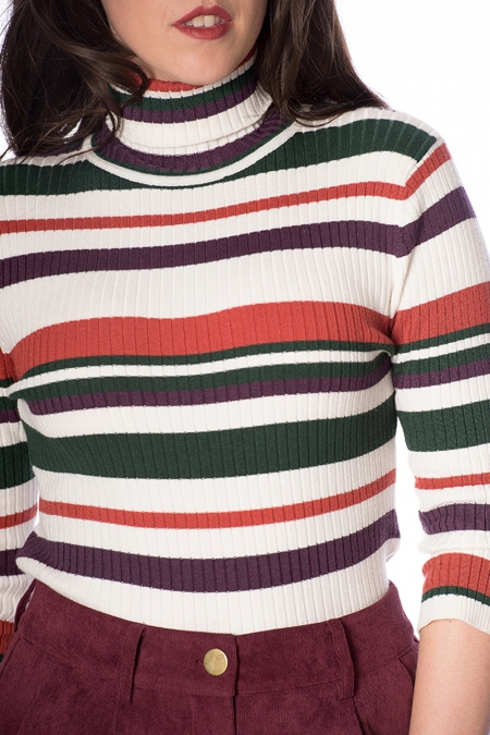 Charlies Angels Multicolour 70s Stripe Knit Top
