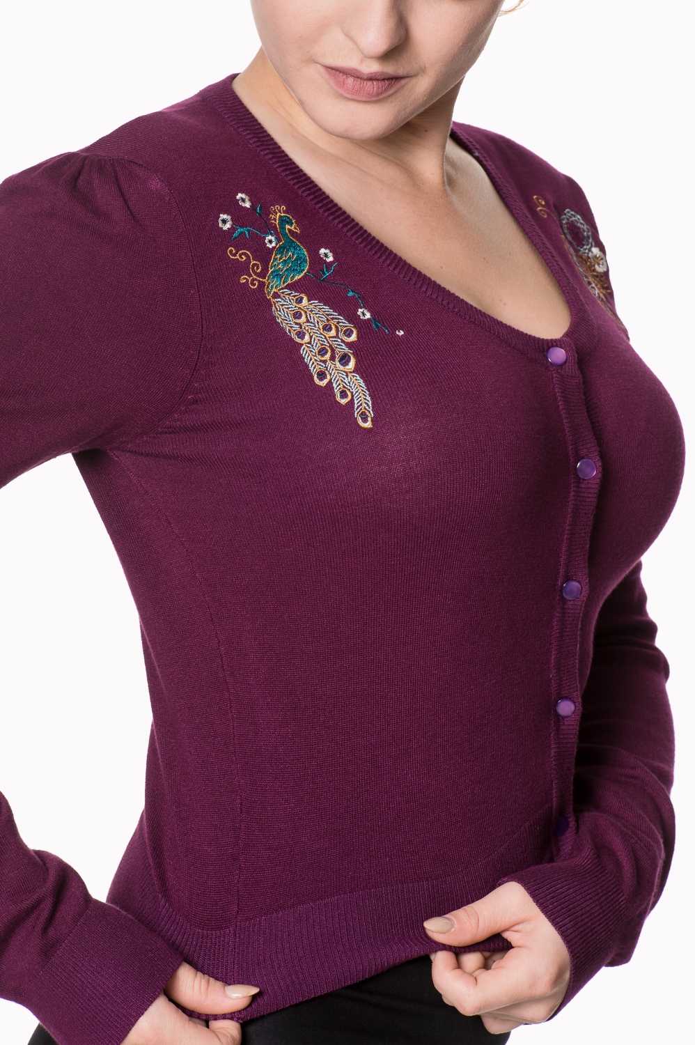 Aubergine Stand Out From The Crowd Peacock Cardigan
