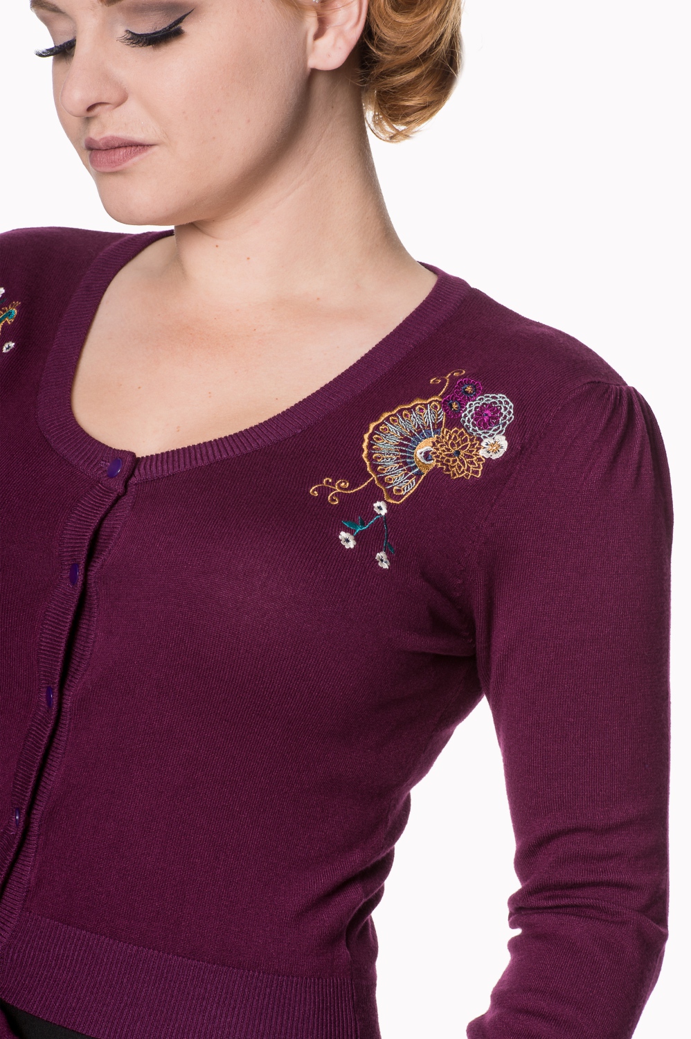 Aubergine Stand Out From The Crowd Peacock Cardigan