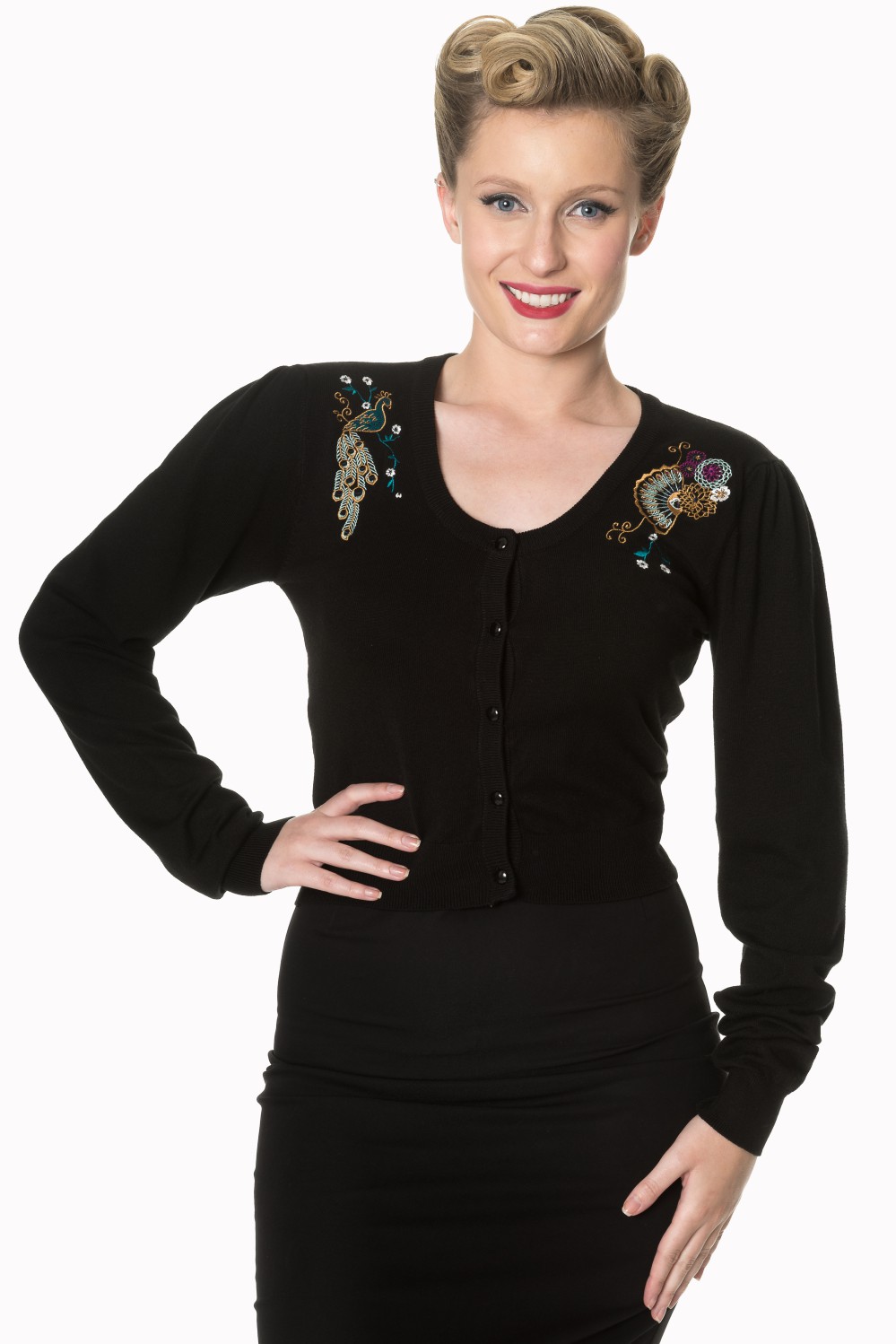 Black Stand Out From The Crowd Peacock Cardigan