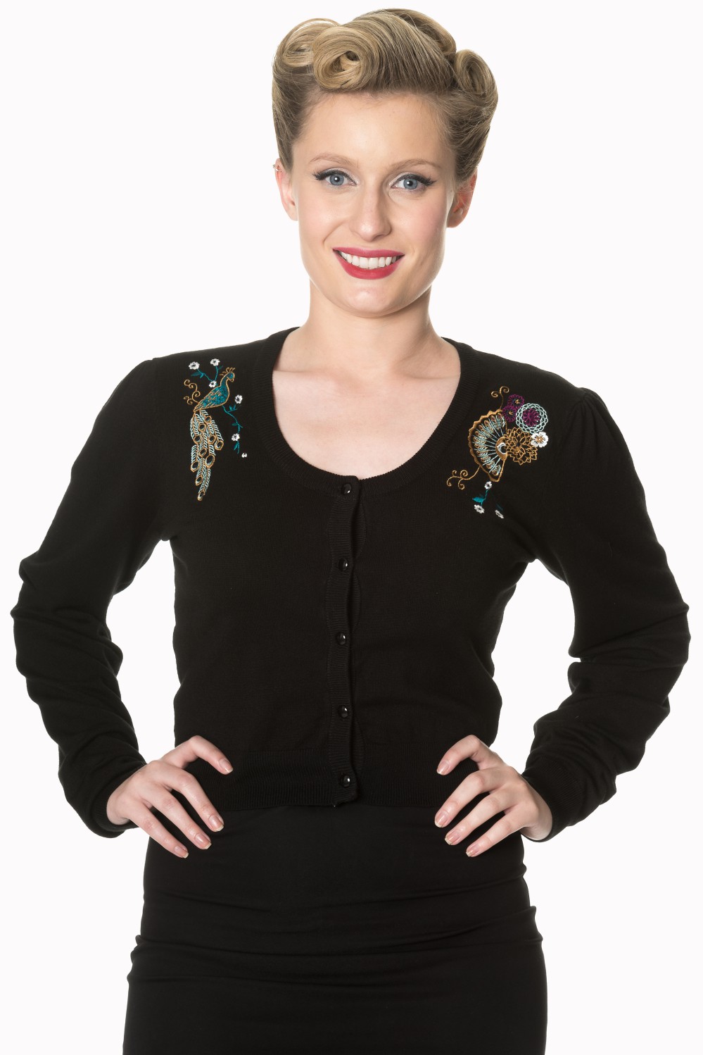 Black Stand Out From The Crowd Peacock Cardigan