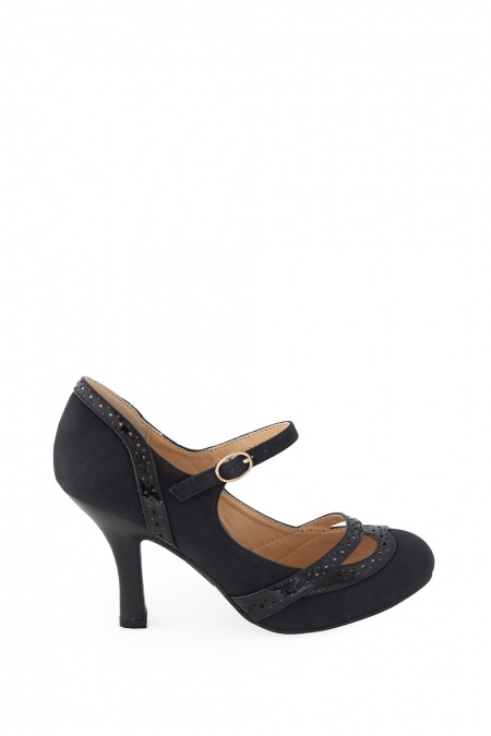 Banned Retro Mary Jane Angel Dust Black Shoes | 40s Brogue Pumps