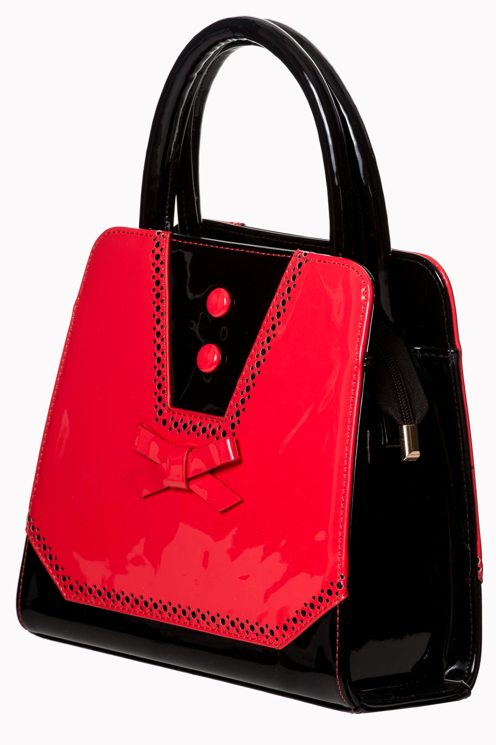 Luxurious 50s Red Black Patent Rockabilly Tote Bag