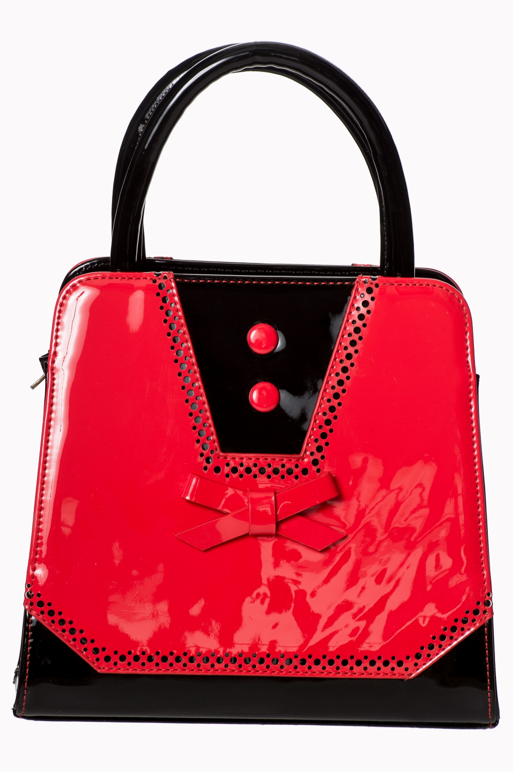 Luxurious 50s Red Black Patent Rockabilly Tote Bag