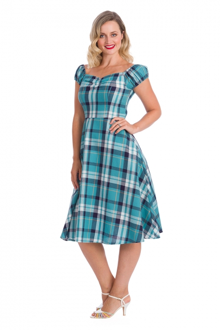 Banned Retro 50s Treat Me Fit And Flare Swing Blue Dress