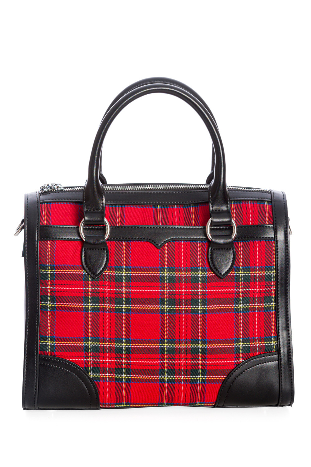 Lost Queen Coyote Red Tartan Plaid Gothic Punk Crossbody Purse Handbag  BG34293 - Fearless Apparel