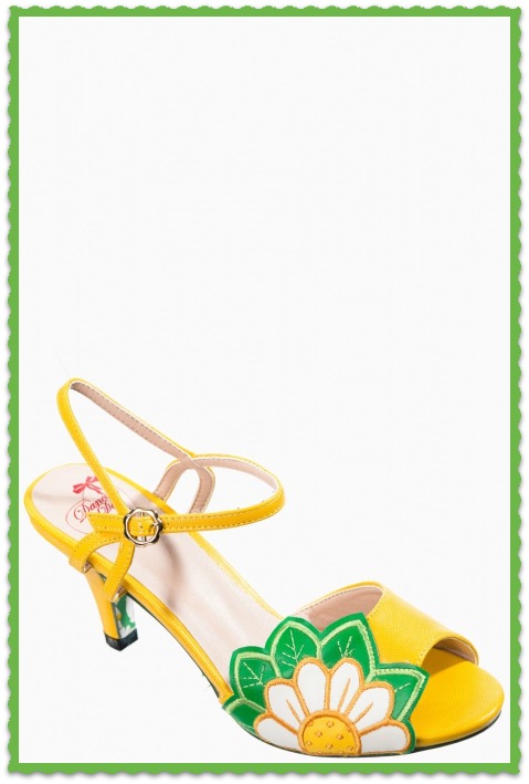 60s Daisy Peeptoe Sandals In Yellow