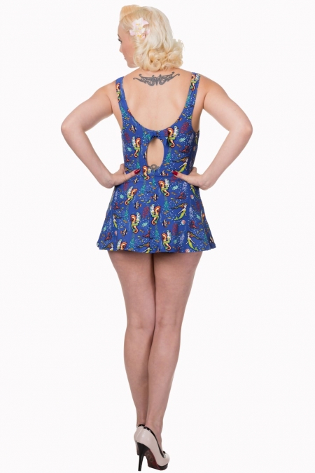 Dancing Days 50s Wilderness Bow Mermaid Swimsuit In Blue