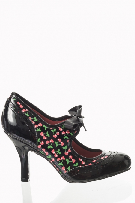 Dancing Days By Banned Cherry 50s Patent Black Shoes