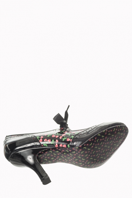 Dancing Days By Banned Cherry 50s Patent Black Shoes