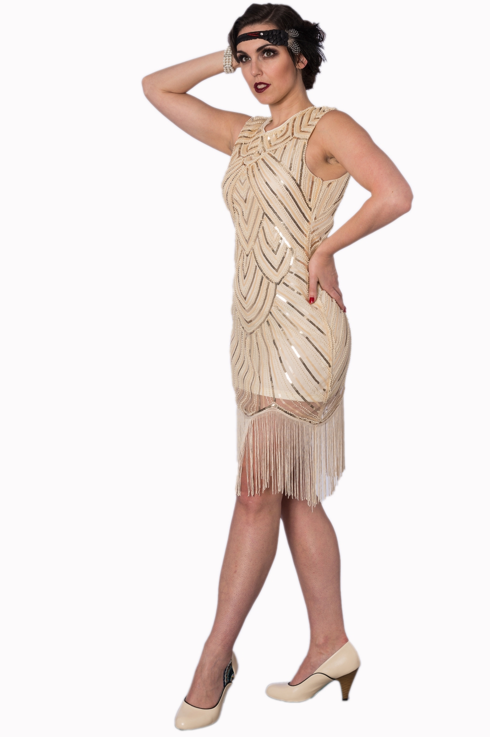 Great Gatsby Beige Sequin Dress