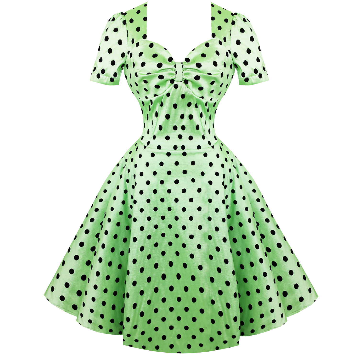 Voodoo Vixen Hanna Dress | Green Retro 50's Polka Dot Dress | Free UK ...