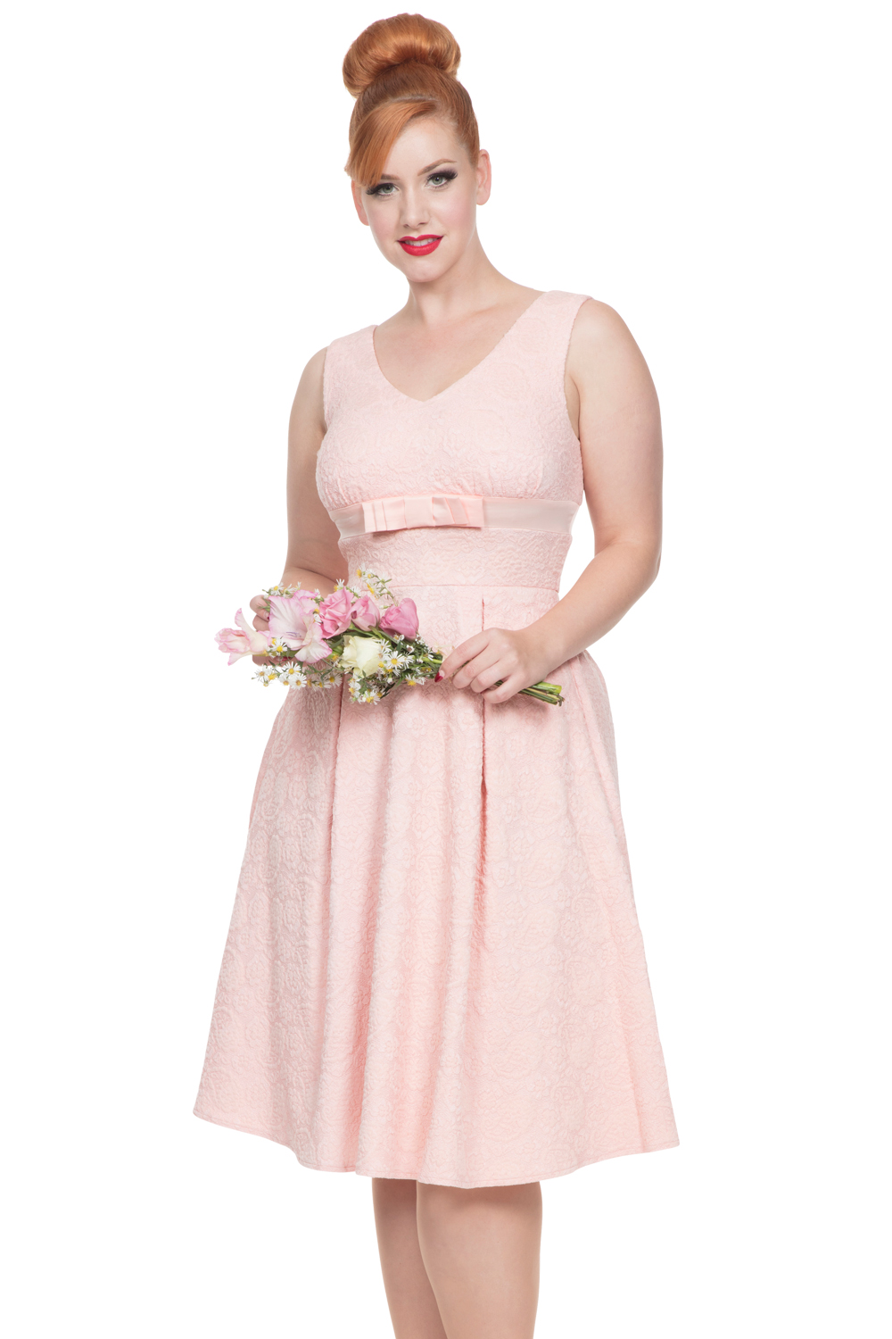 Peach knee length discount dresses