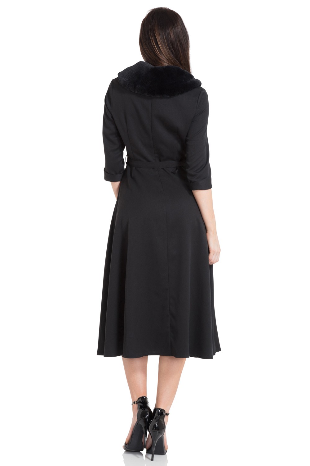 40s Lia Faux Fur Dress In Black