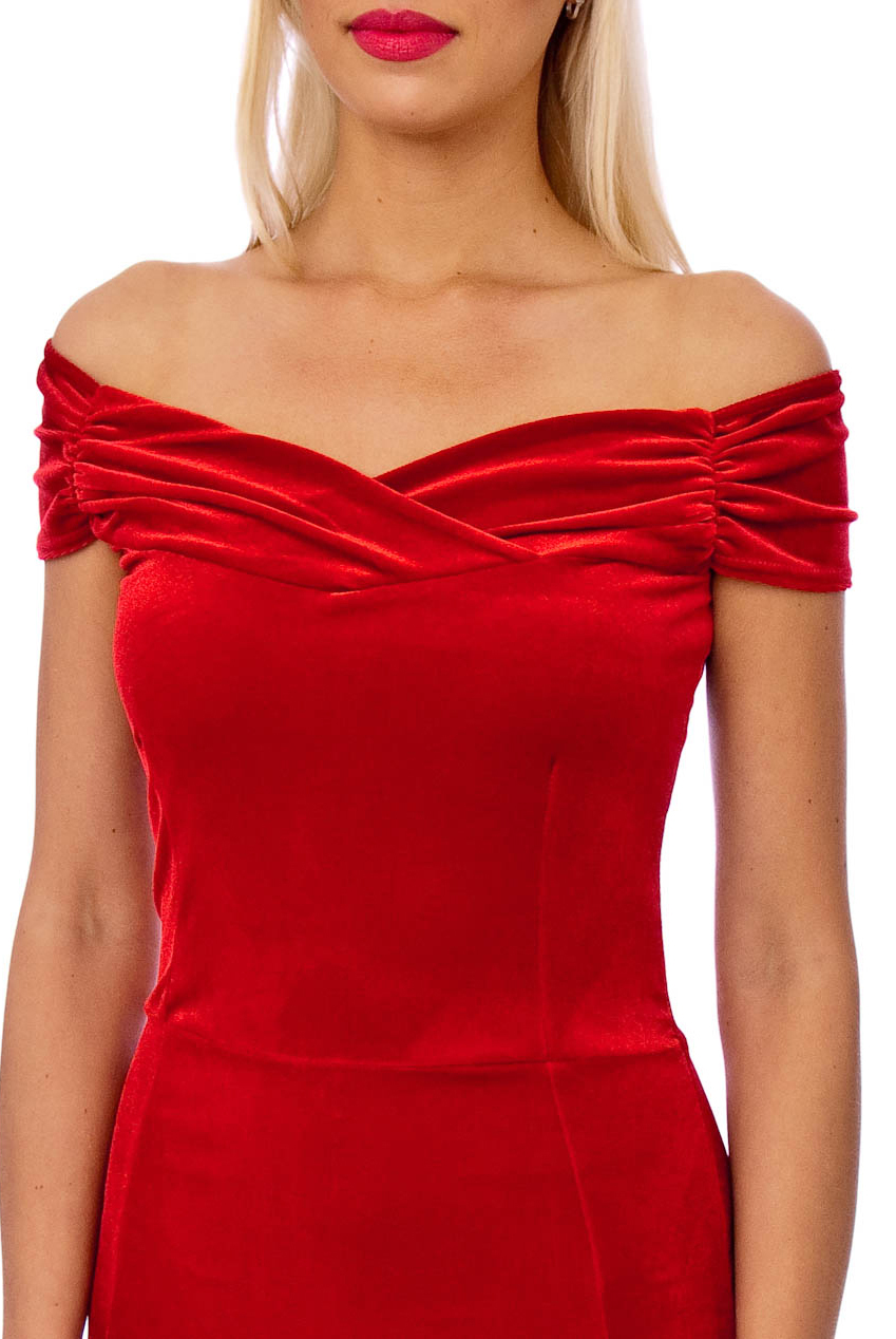 Vintage 50s Red Marilyn Velvet Wiggle Maxi Dress