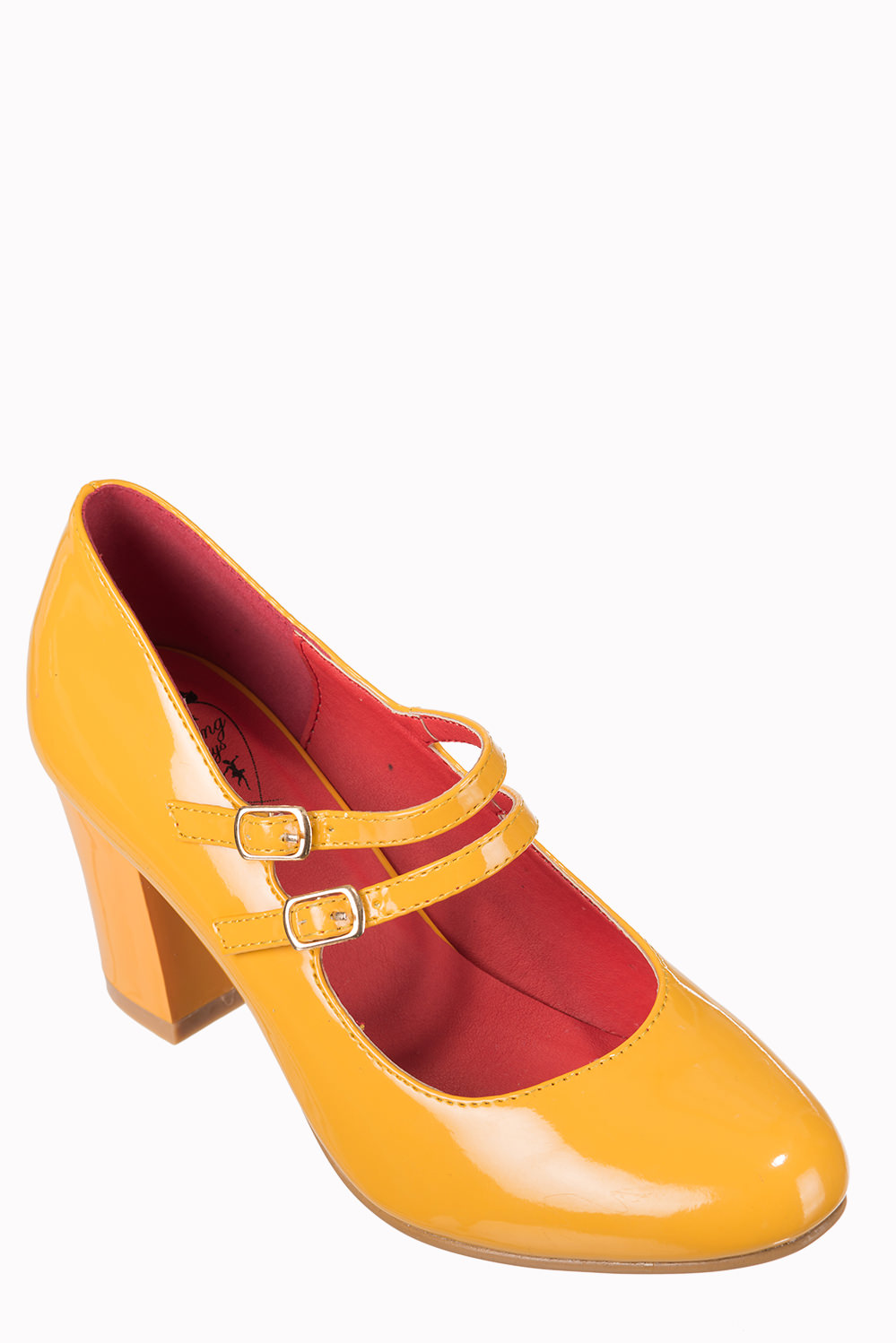 mustard patent shoes