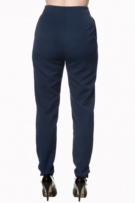 Banned Retro Tempting Fate Navy 50s Trousers