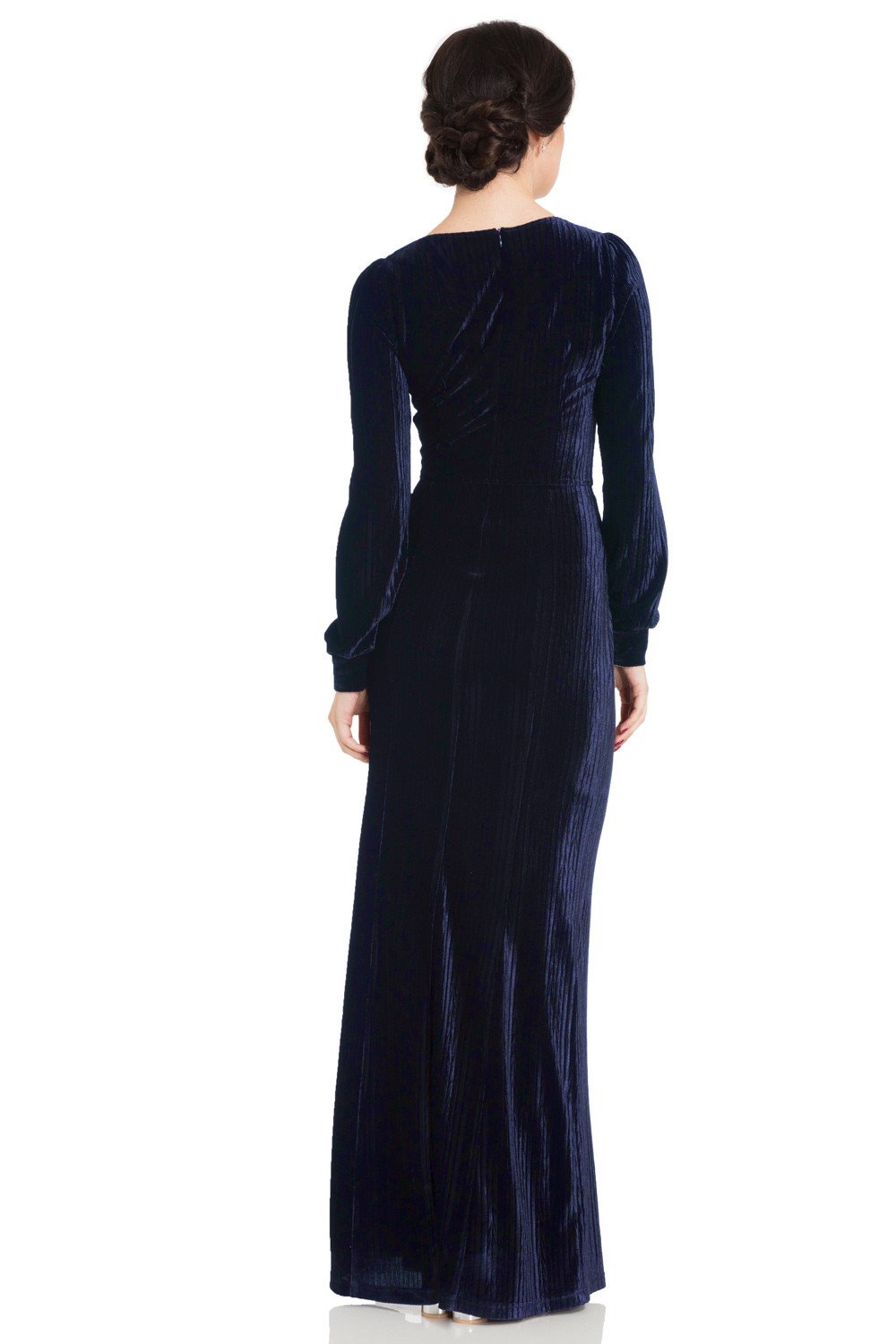 30s Vixen Nicki Navy Glamour Velvet Maxi Dress