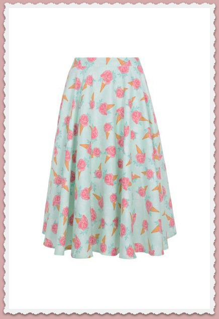 50s Amy Floral Ice Cream Skirt In Mint