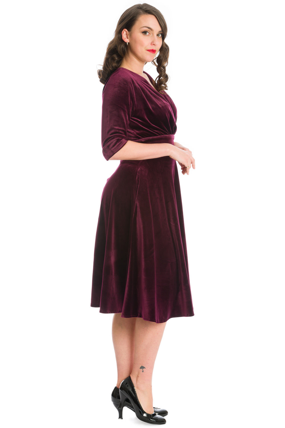Banned Retro 50s Date Night Fit And Flare Dress In Burgundy