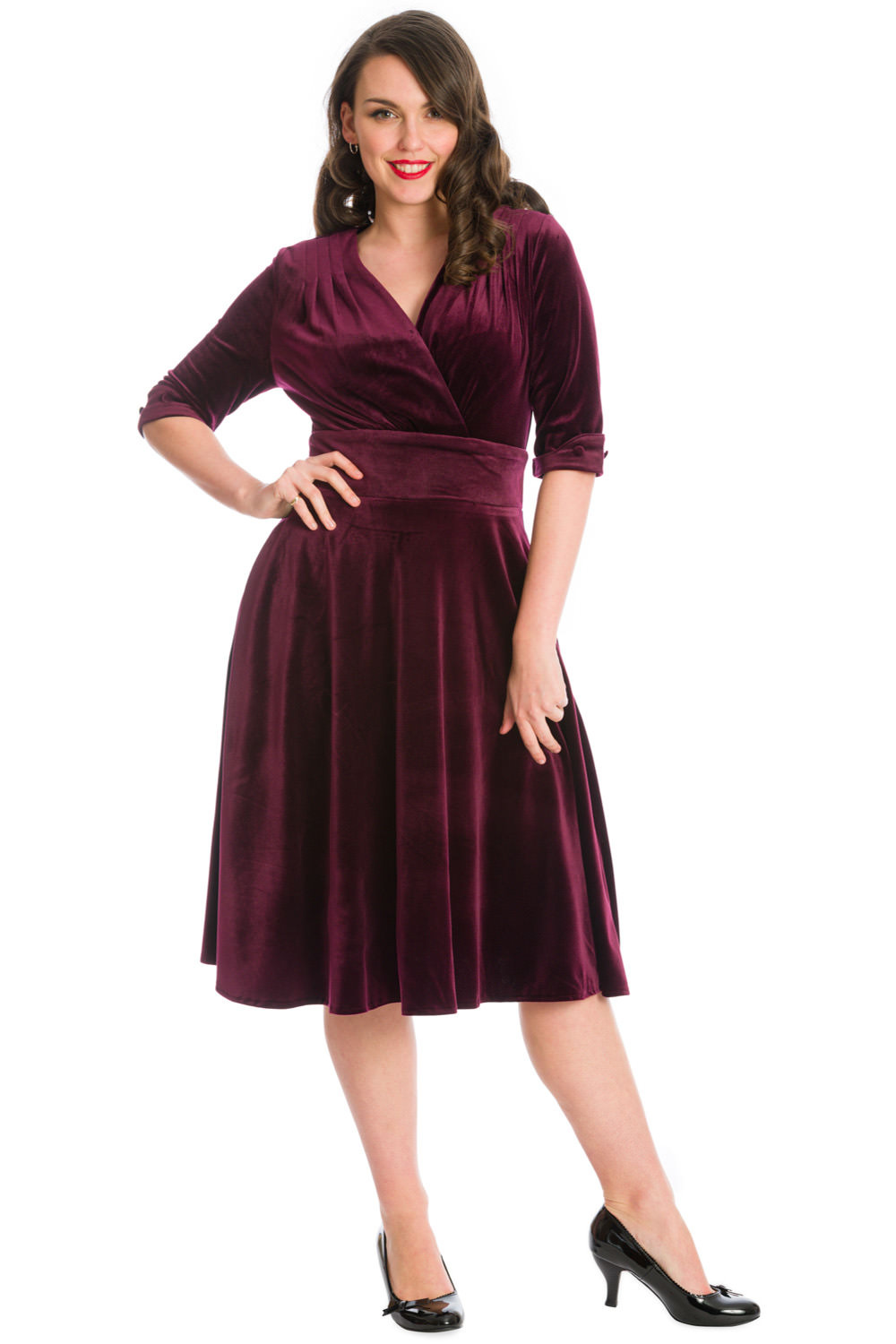 Banned Retro 50s Date Night Fit And Flare Dress In Burgundy