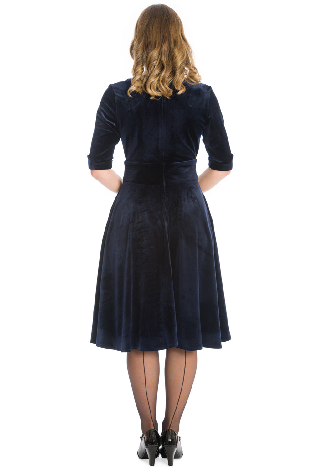 Banned Retro 50s Date Night Fit And Flare Dress In Navy