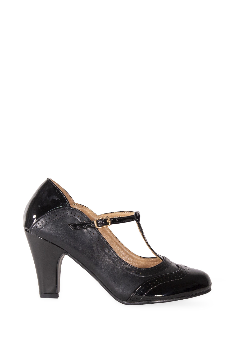 Banned Retro 50s Diva Blues T Strap Pumps In Black