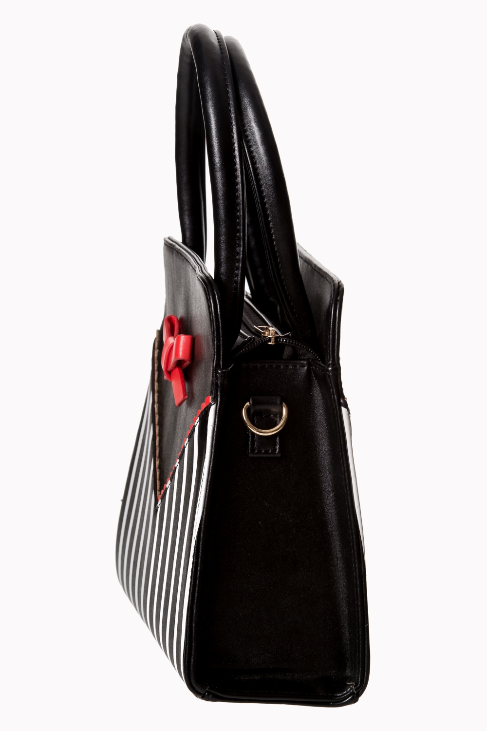 Luxurious 50s Cream Black White Stripes Rockabilly Tote Bag