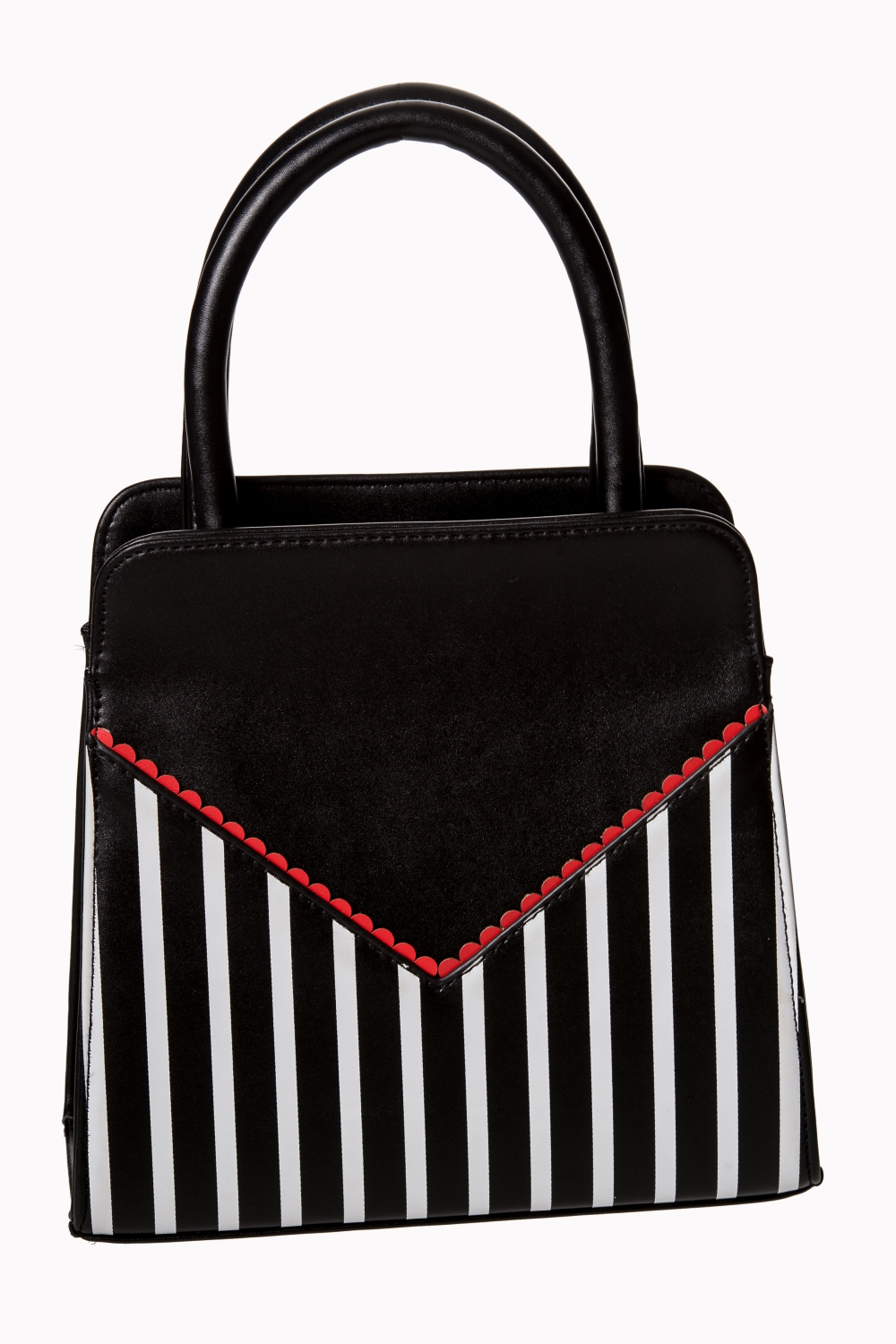 Luxurious 50s Cream Black White Stripes Rockabilly Tote Bag