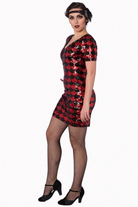 Black And Red Gatsby Harlequin Dress