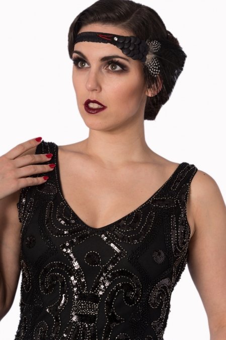 Black Flapper Mini Sequin Dress