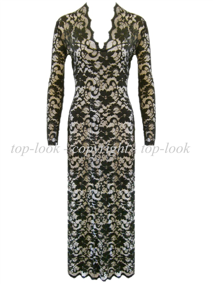 Go To John Zack Black / Neutral Lace Dress