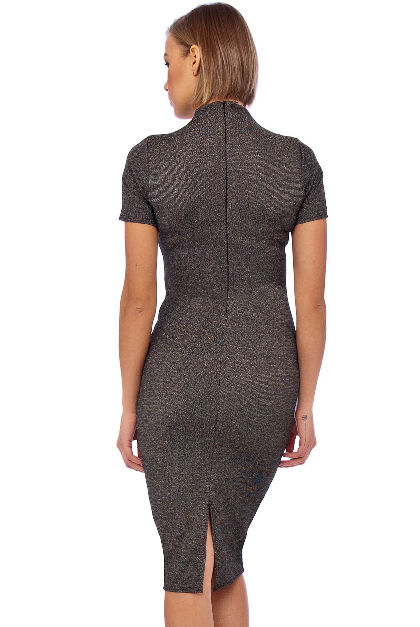 Vintage 50s Gold Lola Glitter Pencil Midi Dress