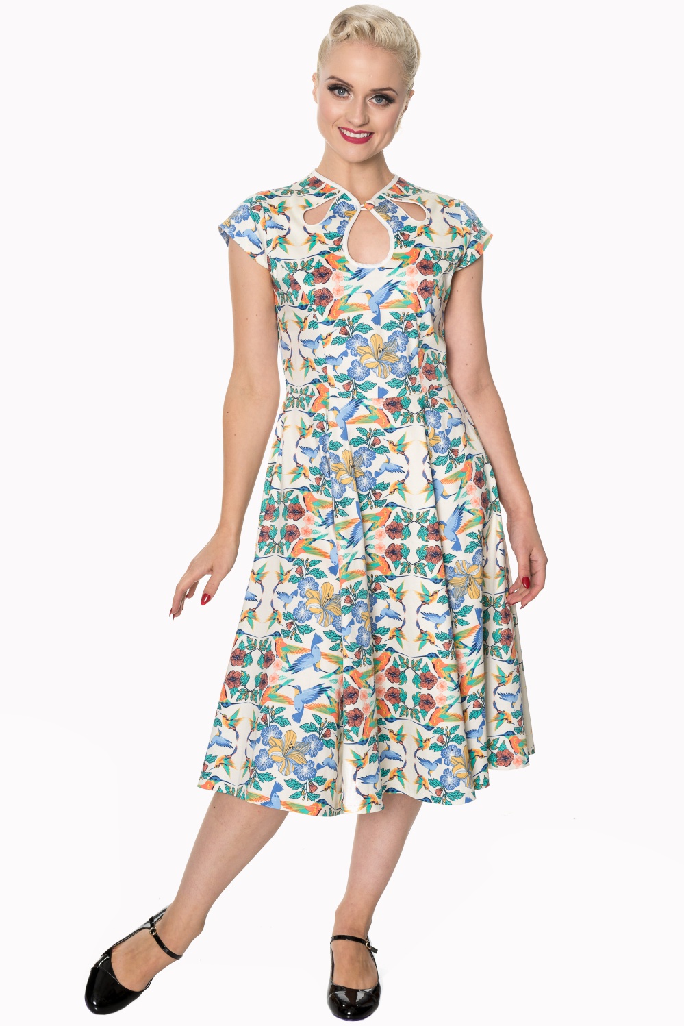 ancing Days Mandala 1950s Hummingbird Swing Dress