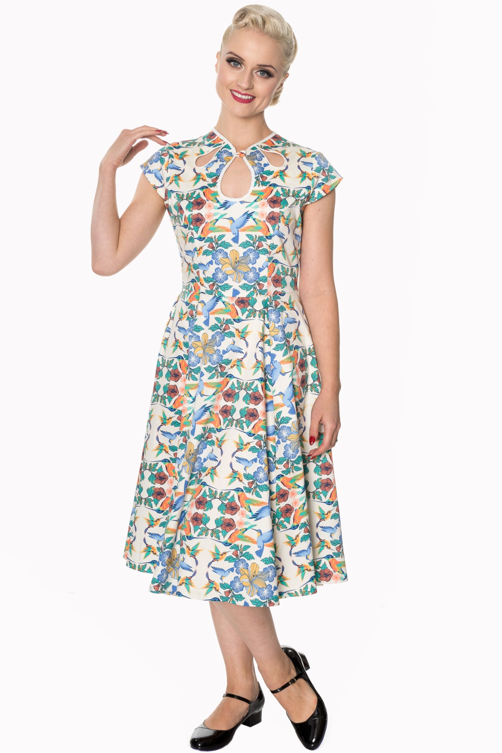 ancing Days Mandala 1950s Hummingbird Swing Dress