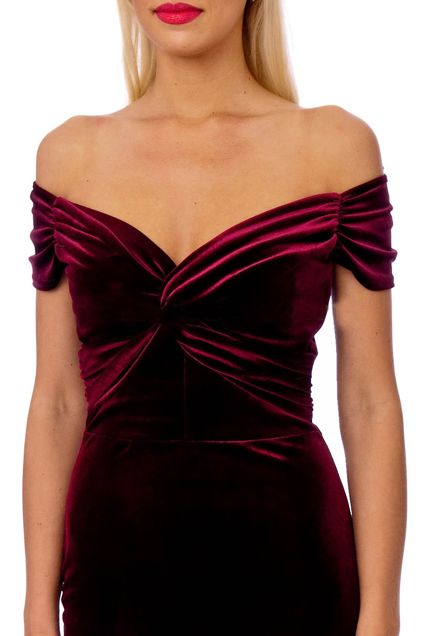 Vintage 50s Claret Marilyn Velvet Wiggle Dress